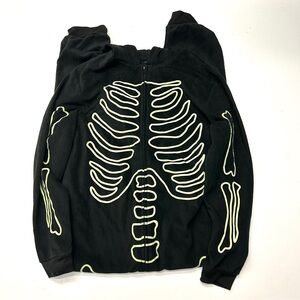Target Hyde & Eek Glow in the dark Skeleton Costume Pajamas Onesie Black Fleece